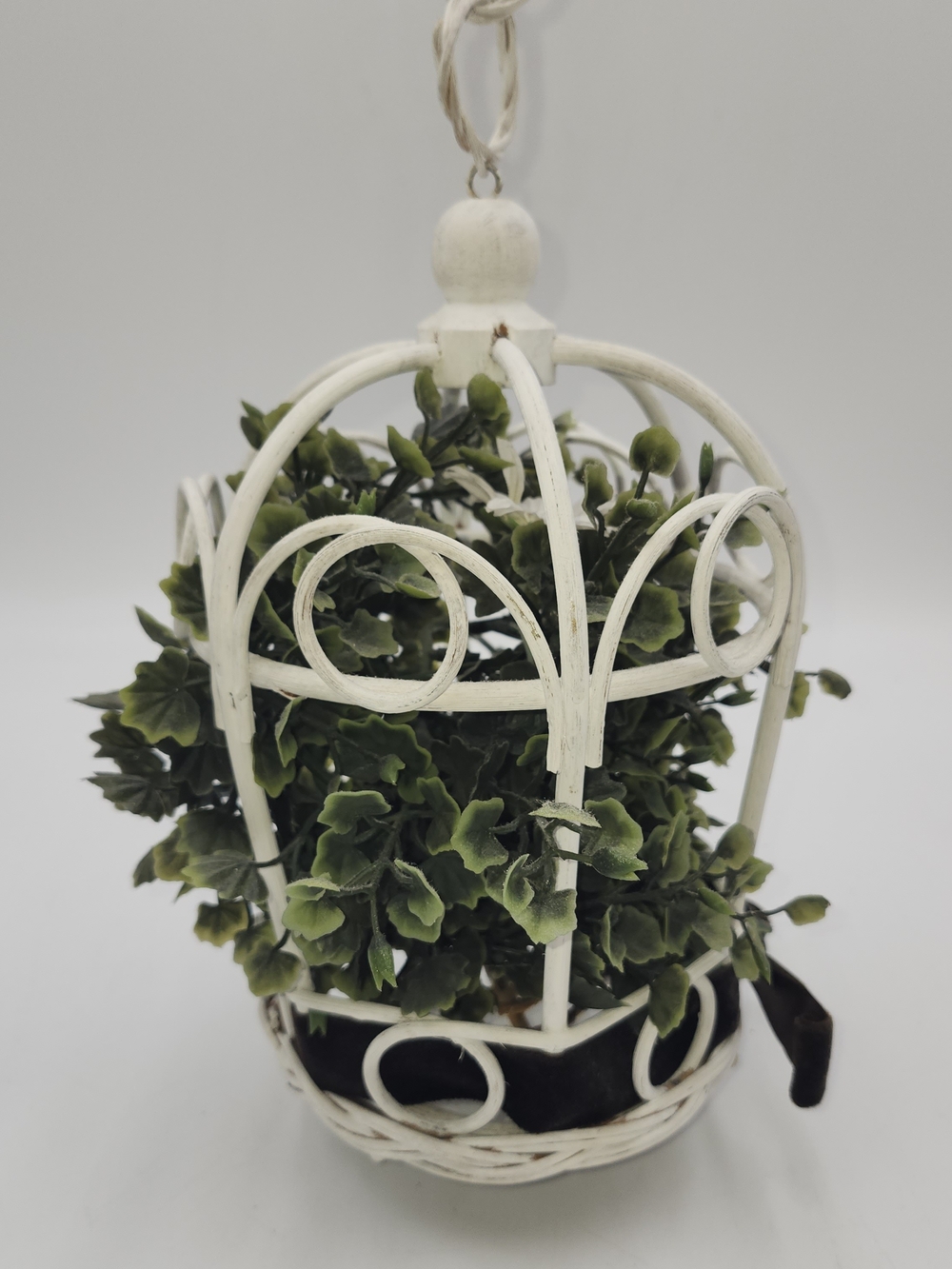 Vintage Wicker Plant Bird Cage Hanger  Flower Garden Floral Faux Pot Planter